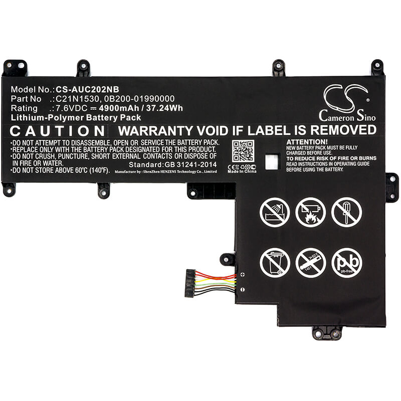 7.6V, 4900mAh, Li-Polymer Battery fits Asus, C202sa, C202sa-2a, 37.24Wh