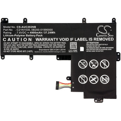 7.6V, 4900mAh, Li-Polymer Battery fits Asus, C202sa, C202sa-2a, 37.24Wh