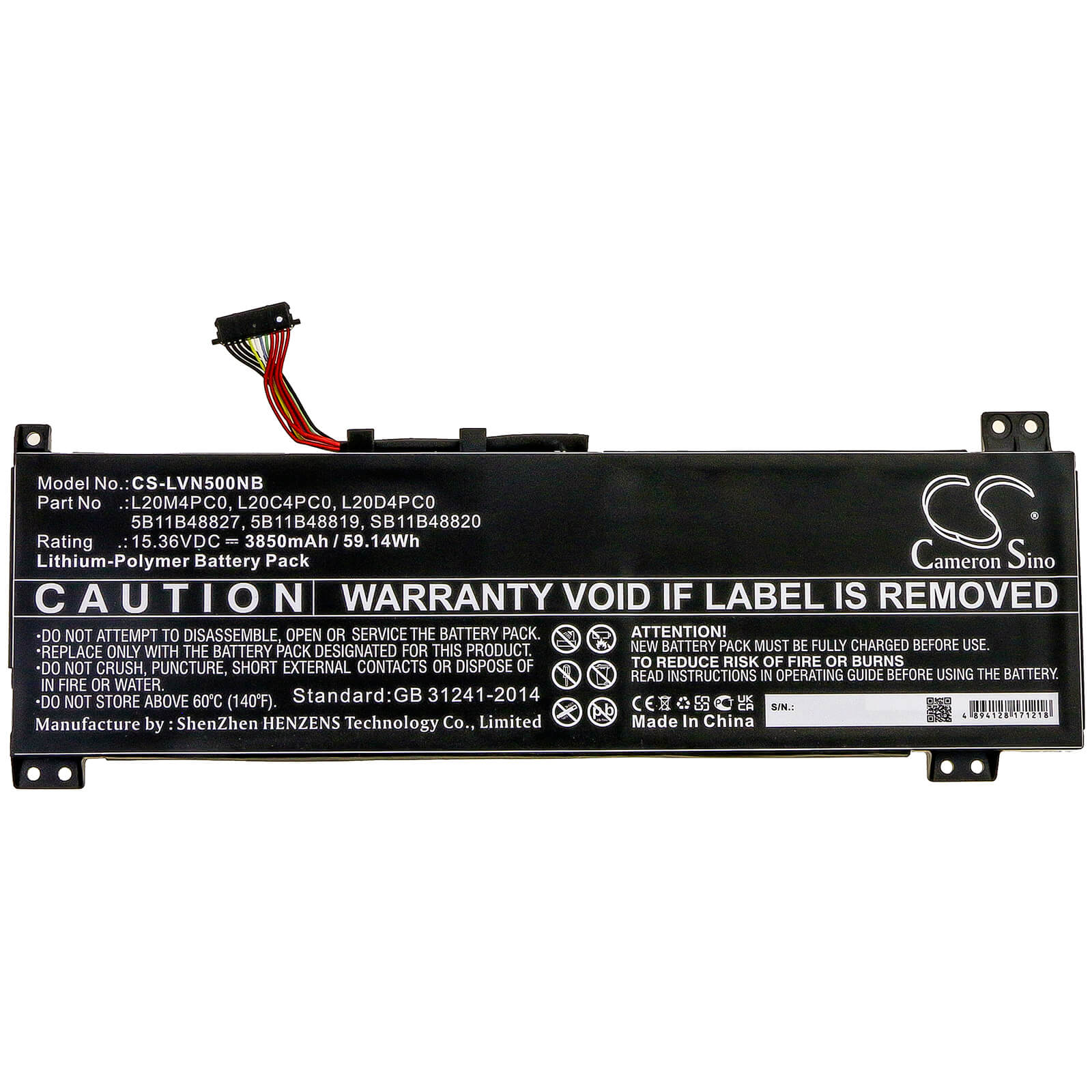 15.36V, 3850mAh, Li-Polymer Battery fits Lenovo, Ideapad Gaming 3-15ach6, Legion 5-15ach6, 59.136Wh