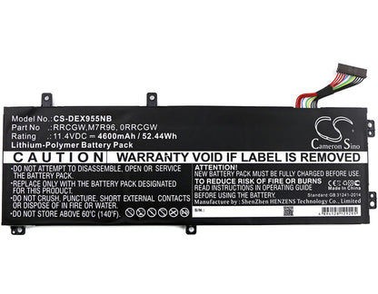 11.4V, 4600mAh, Li-Polymer Battery fits Dell, P56f002, P83f, 52.44Wh