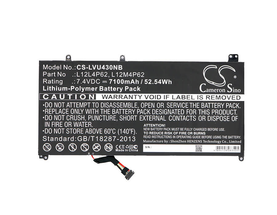 7.4V, 7100mAh, Li-Polymer Battery fits Lenovo, Ideapad U330t, Ideapad U430, 52.54Wh