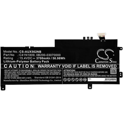 15.4V, 3700mAh, Li-Polymer Battery fits Asus, Q536fd, Q536fd-bi7t15, 56.98Wh