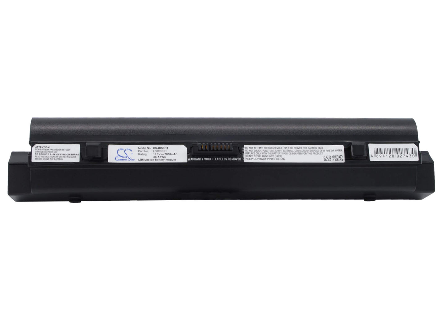 Black, 11.1V, 7800mAh, Li-ion Battery fits Lenovo, Ideapad S10, Ideapad S10 20015, 86.58Wh