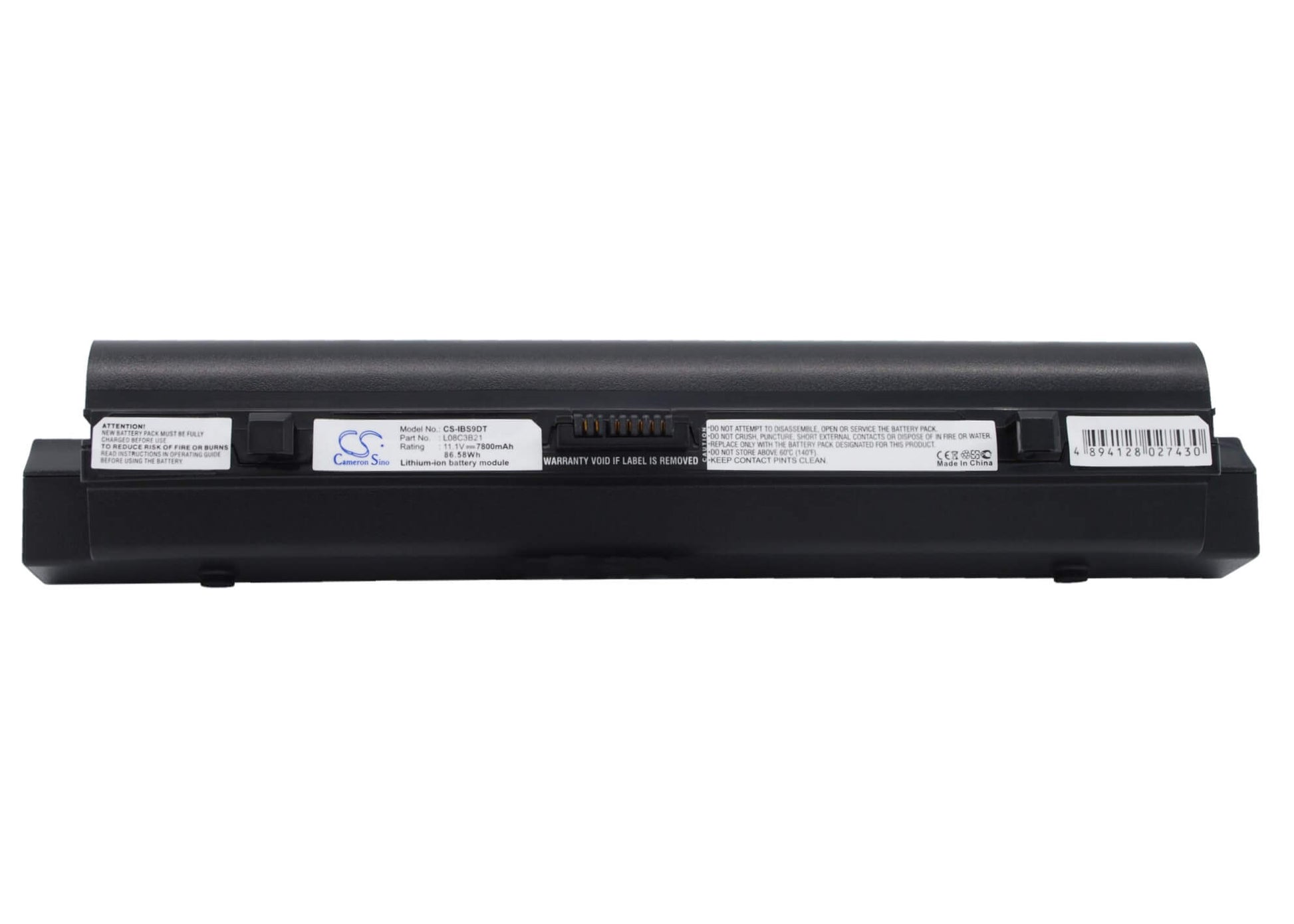 Black, 11.1V, 7800mAh, Li-ion Battery fits Lenovo, Ideapad S10, Ideapad S10 20015, 86.58Wh