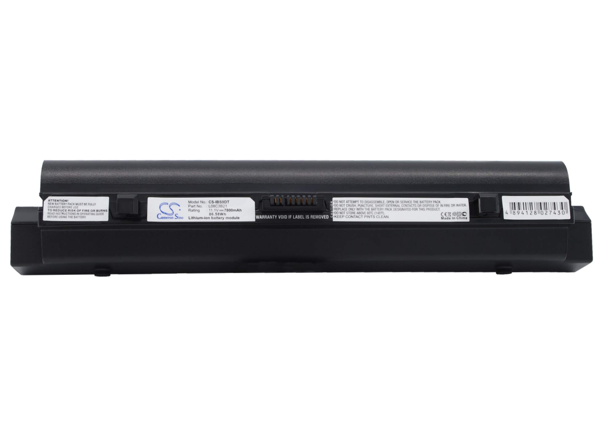 Black, 11.1V, 7800mAh, Li-ion Battery fits Lenovo, Ideapad S10, Ideapad S10 20015, 86.58Wh