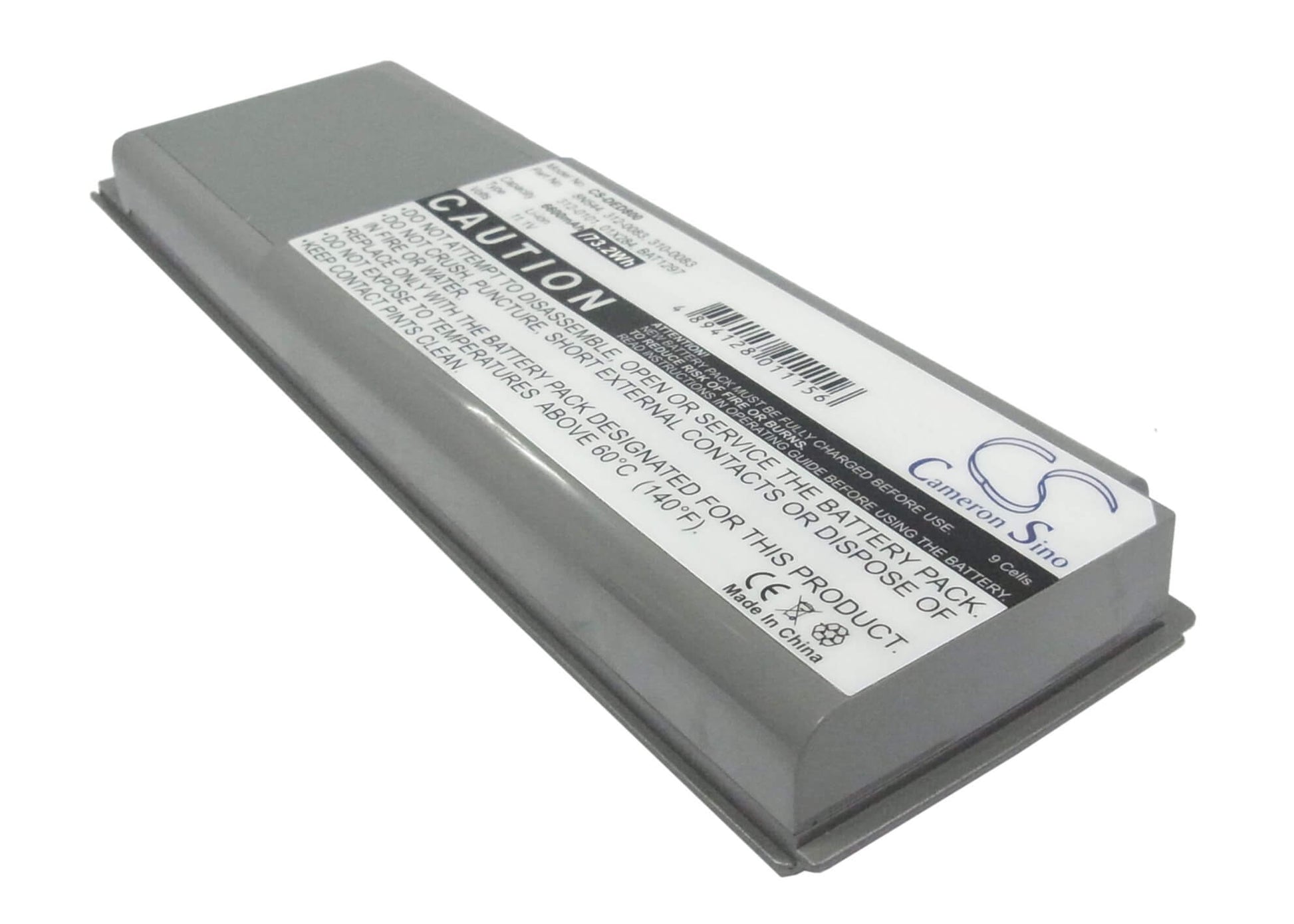11.4V, 6600mAh, Li-ion Battery fits Dell, Inspiron 8500, Inspiron 8600, 75.24Wh