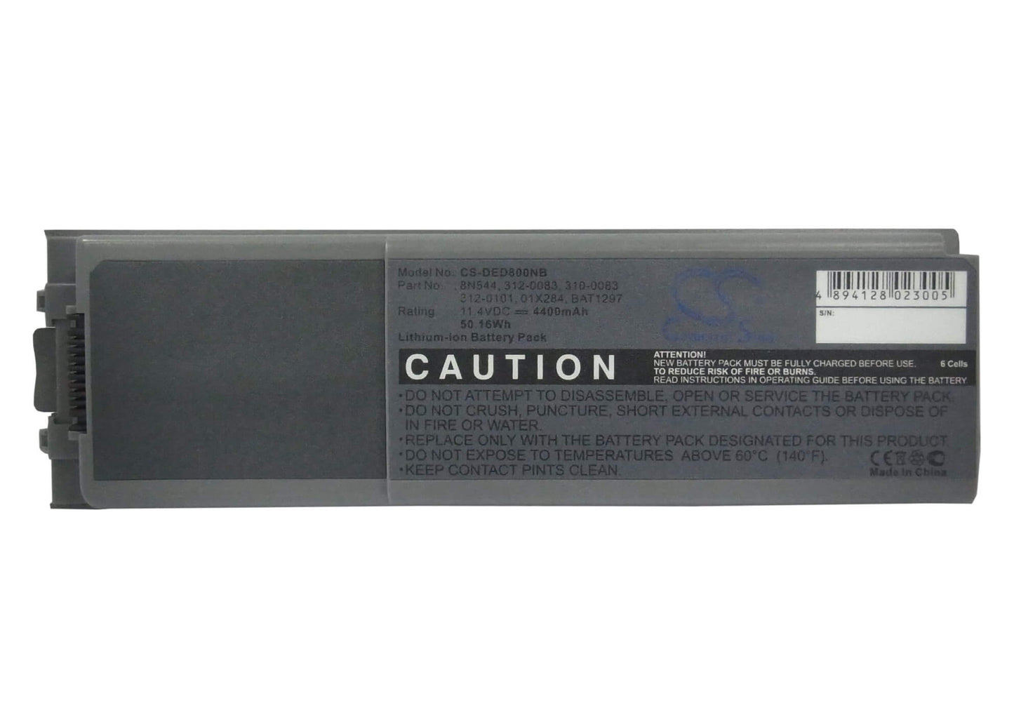 11.4V, 4400mAh, Li-ion Battery fits Dell, Inspiron 8500, Inspiron 8500m, 50.16Wh