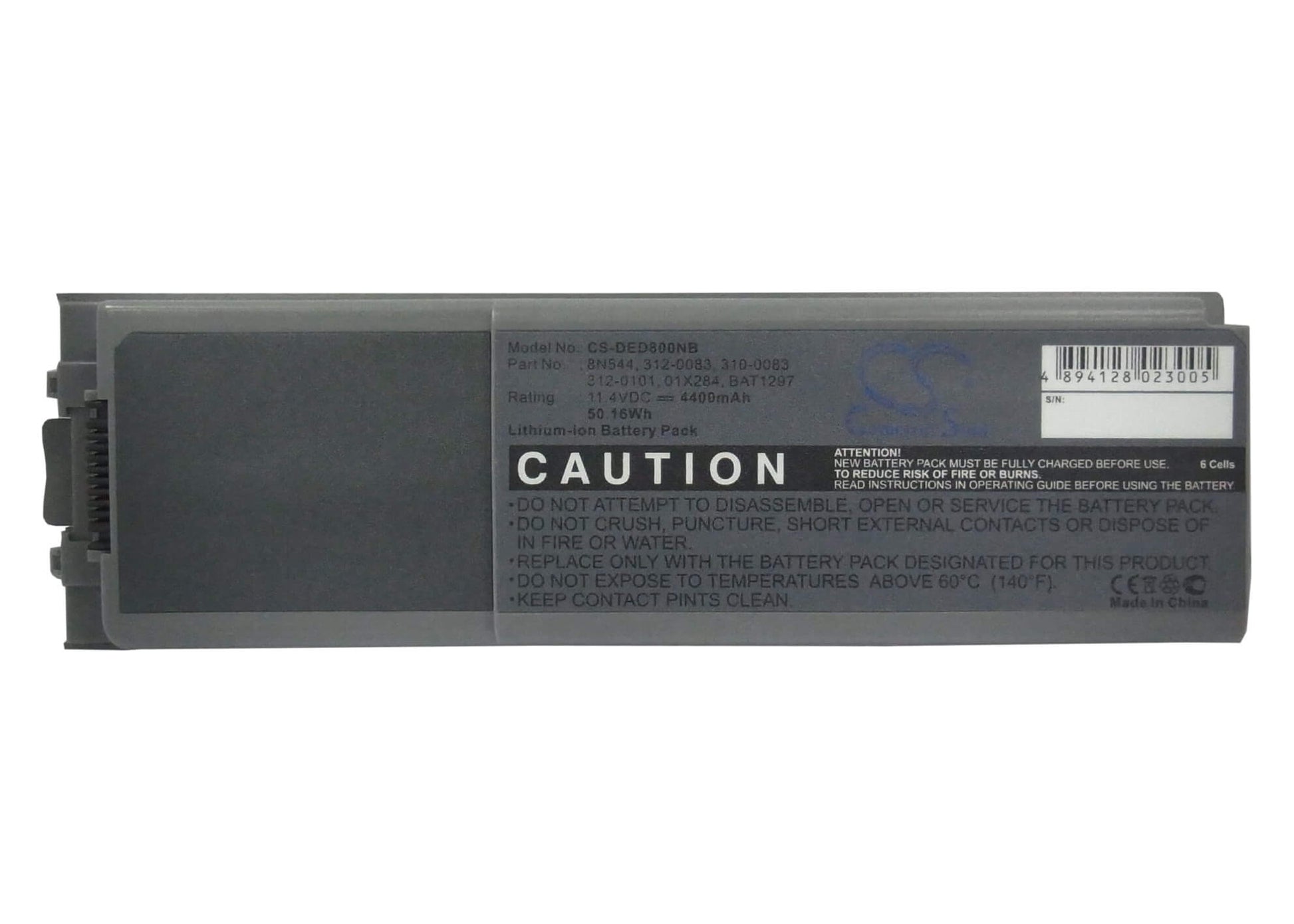 11.4V, 4400mAh, Li-ion Battery fits Dell, Inspiron 8500, Inspiron 8500m, 50.16Wh