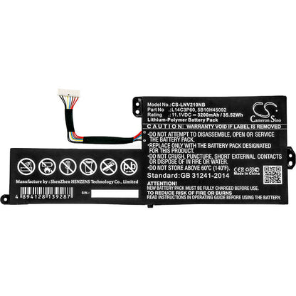 11.1V, 3200mAh, Li-Polymer Battery fits Lenovo, Chromebook N21, Chromebook N21-80mg, 35.52Wh