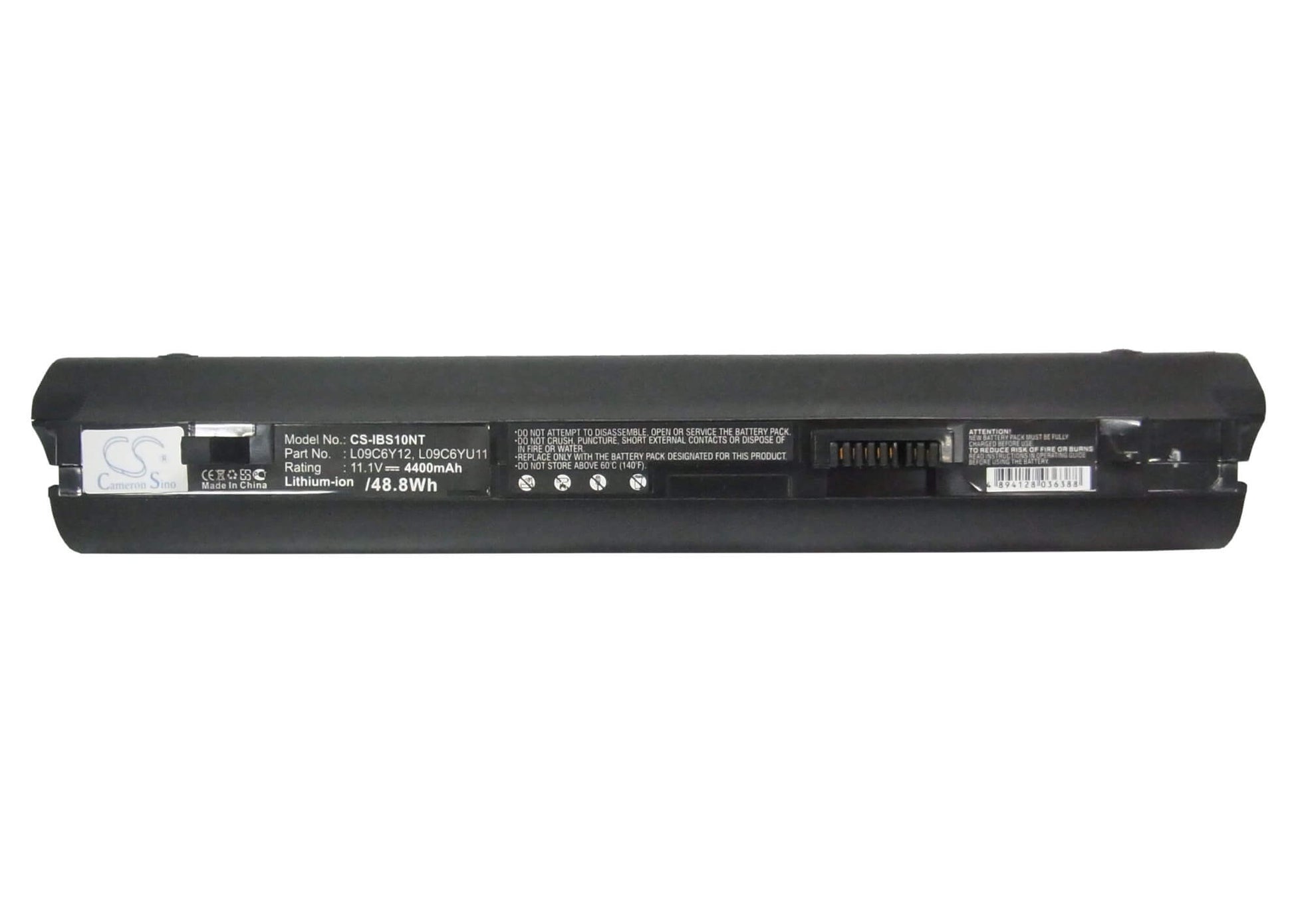 Black, 11.1V, 4400mAh, Li-ion Battery fits Lenovo, Ideapad S10-2, Ideapad S10-2 20027, 48.84Wh