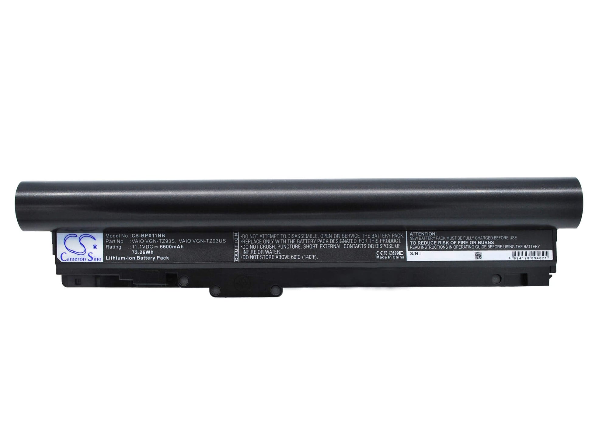11.1V, 6600mAh, Li-ion Battery fits Sony, Vaio Vgn-tz11mn/n, Vaio Vgn-tz11vn/x, 73.26Wh