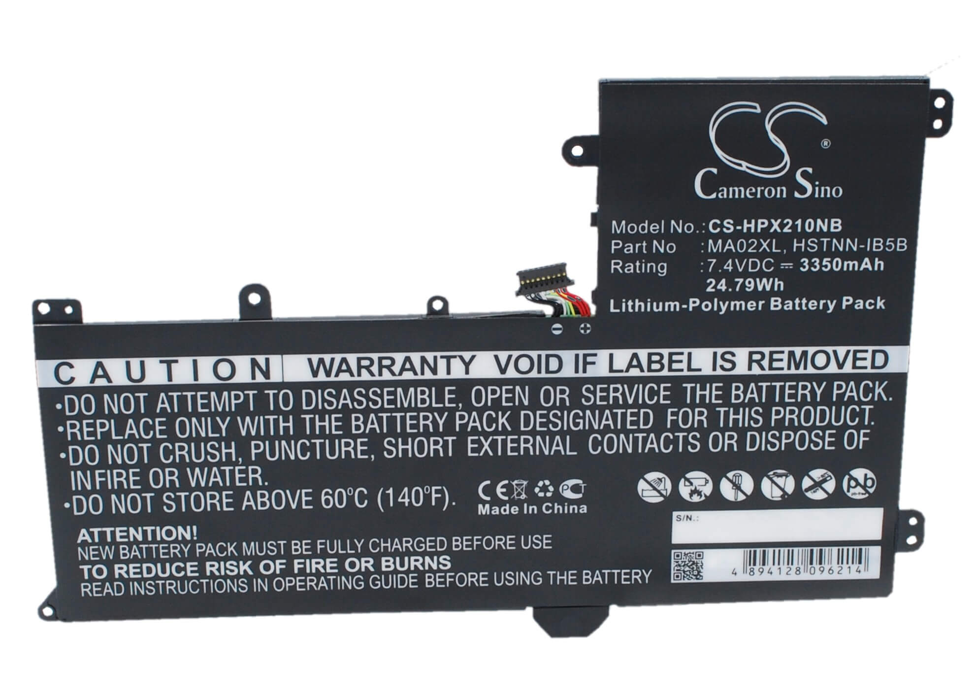 7.40V, 3350mAh, Li-Polymer Battery fits Hp, Slatebook 10 X2, Slatebook 101, 24.79Wh