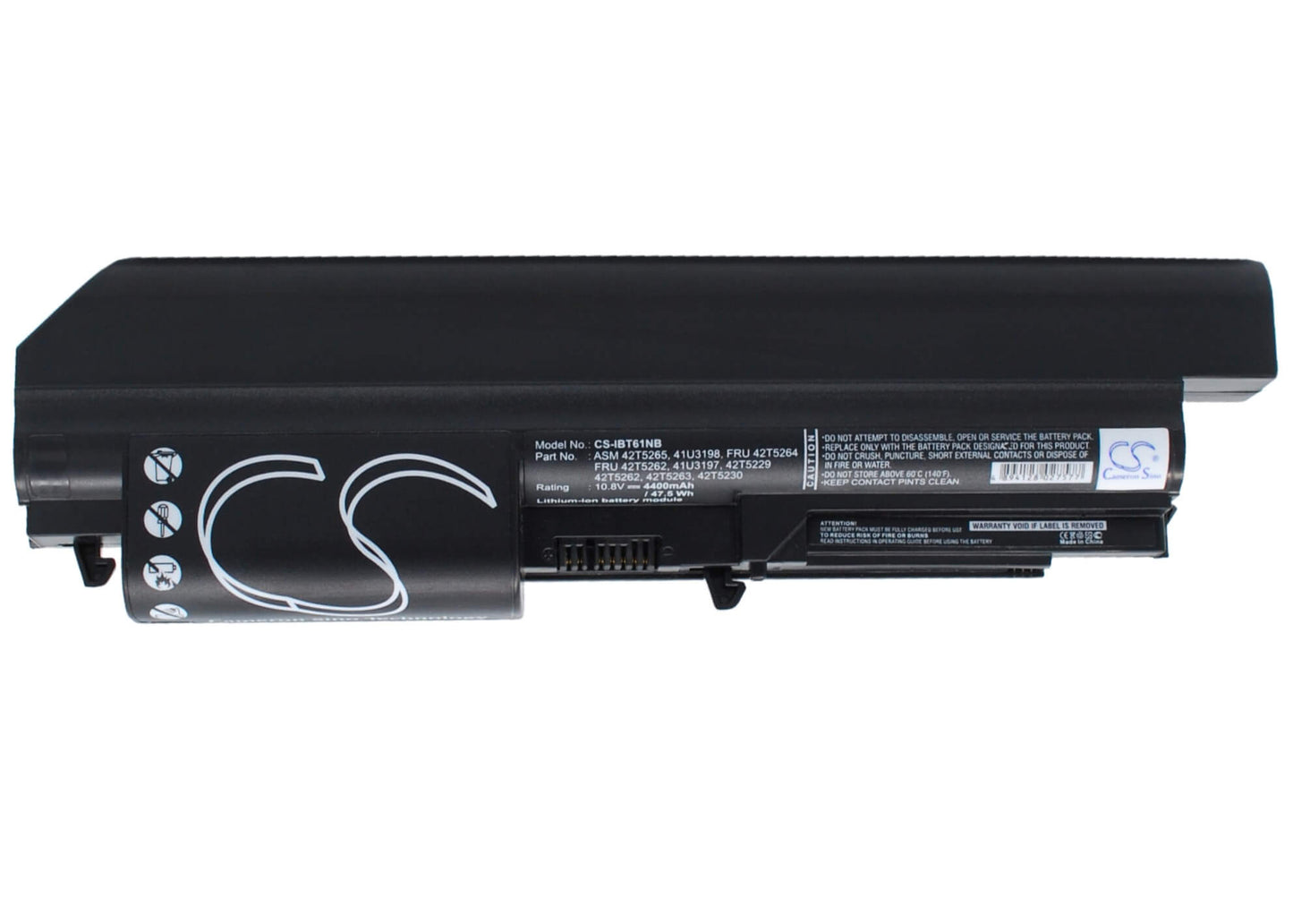 10.8V, 4400mAh, Li-ion Battery fits Ibm, Thinkpad R400, Thinkpad R400 7443, 47.52Wh