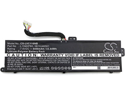7.6V, 4400mAh, Li-Polymer Battery fits Lenovo, 100s-11iby, Chromebook 11.6, 33.44Wh