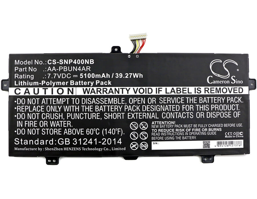 7.7V, 5100mAh, Li-Polymer Battery fits Samsung, 900x5l, 900x5l-k01, 39.27Wh