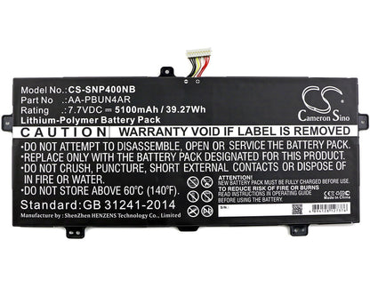 7.7V, 5100mAh, Li-Polymer Battery fits Samsung, 900x5l, 900x5l-k01, 39.27Wh