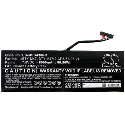 7.6V, 8000mAh, Li-ion Battery fits Terrans Force, Force S4, S4-1060, 60.8Wh