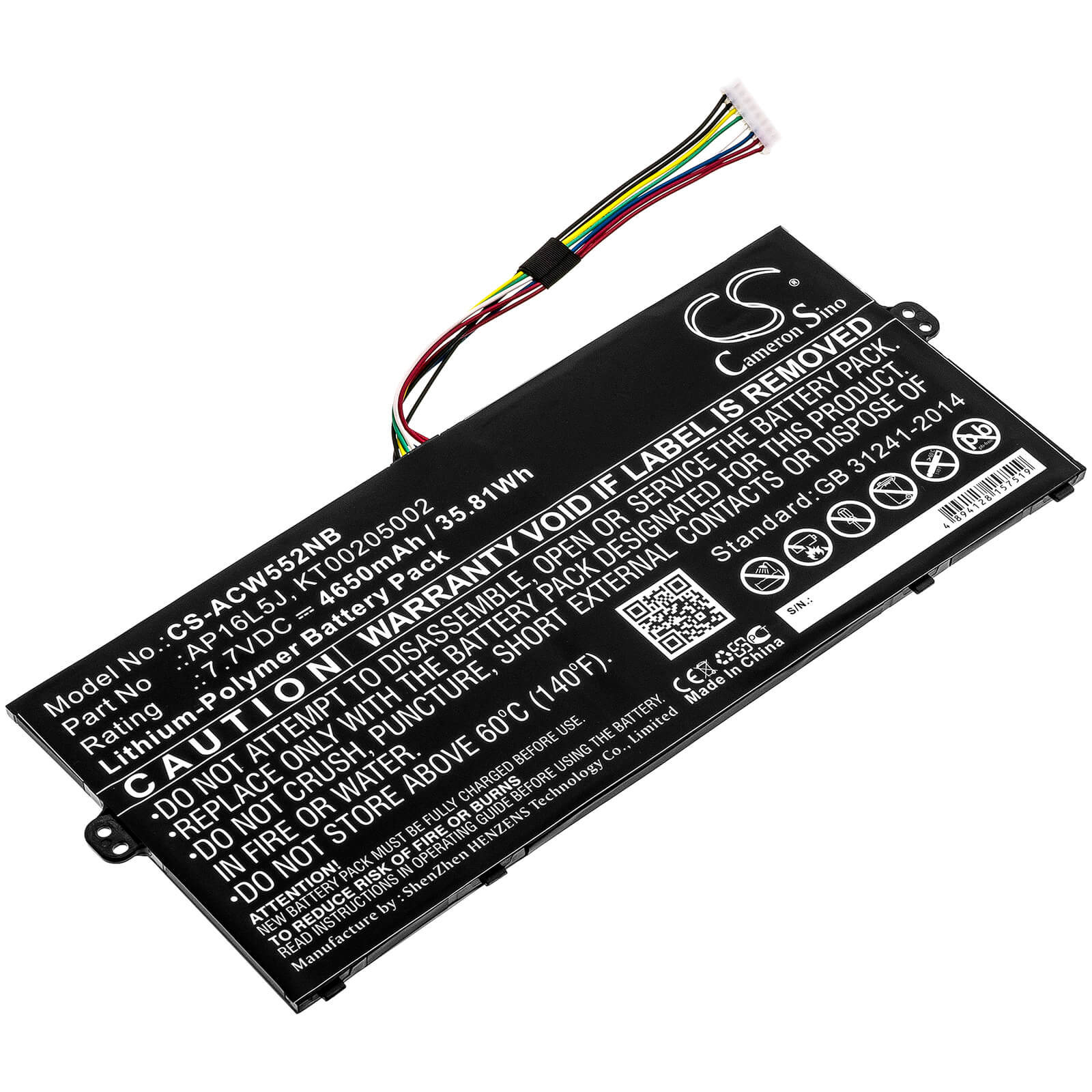 7.7V, 4650mAh, Li-Polymer Battery fits Acer, Kt.00205.002, Nx.gtmed.008, 35.805Wh