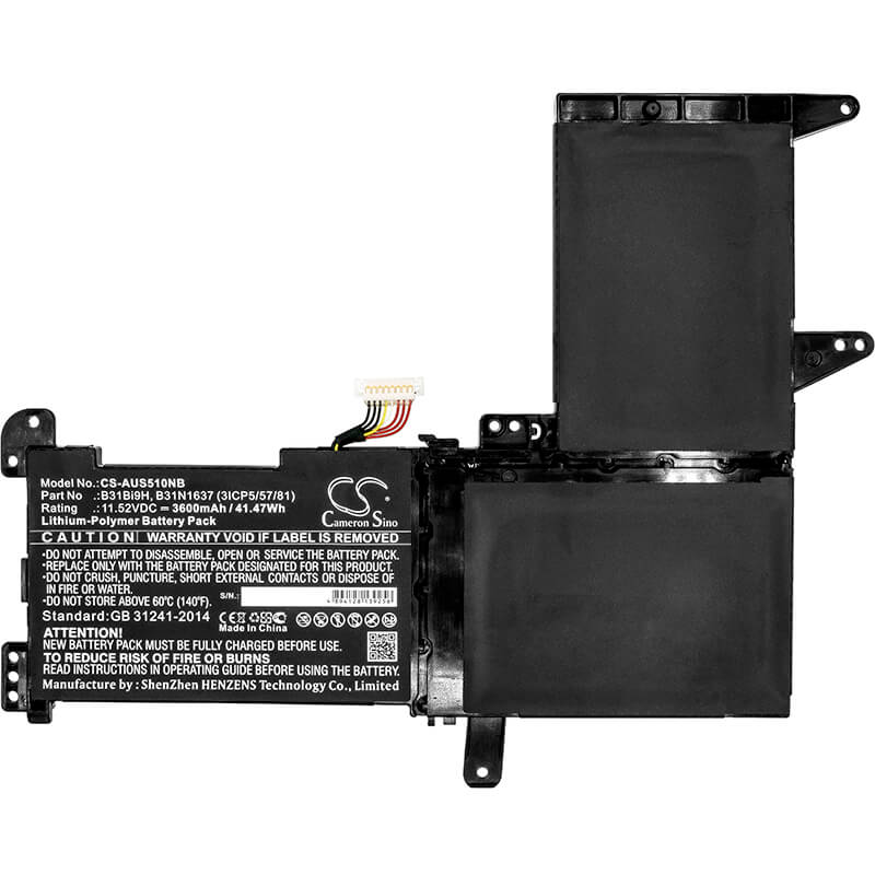 11.52V, 3600mAh, Li-Polymer Battery fits Asus, A510qa, A510qa-br098t, 41.472Wh