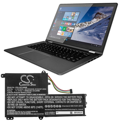 11.4V, 4550mAh, Li-Polymer Battery fits Lenovo, Flex 4-1480 14", Flex 4-1570, 51.87Wh