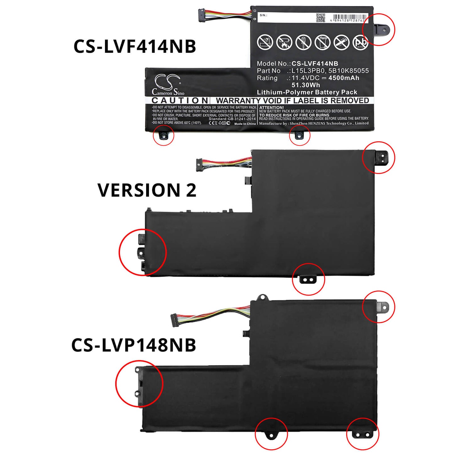 11.4V, 4550mAh, Li-Polymer Battery fits Lenovo, Flex 4-1480 14", Flex 4-1570, 51.87Wh