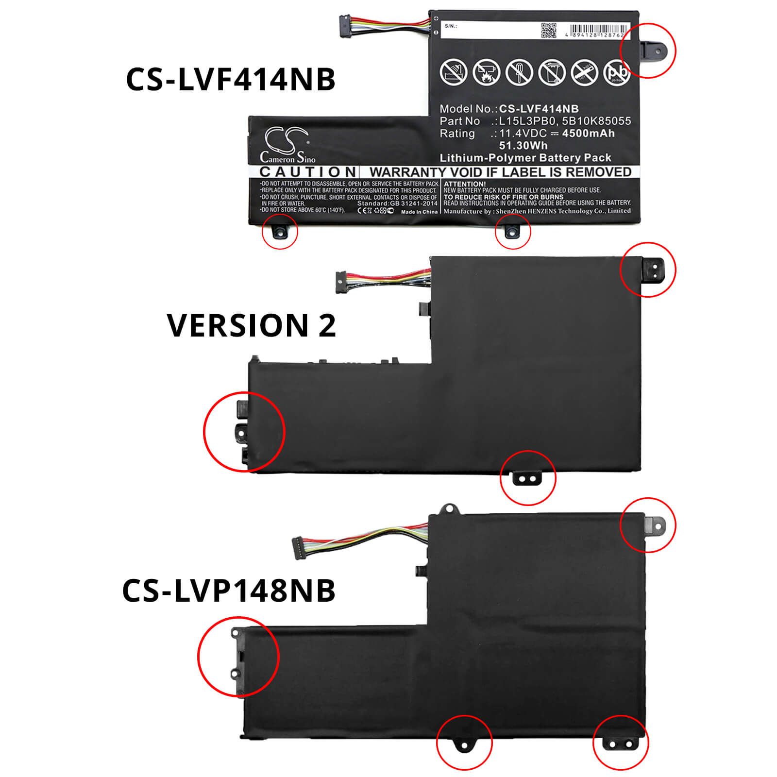 11.4V, 4550mAh, Li-Polymer Battery fits Lenovo, Flex 4-1480 14", Flex 4-1570, 51.87Wh
