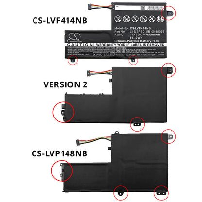 11.4V, 4550mAh, Li-Polymer Battery fits Lenovo, Flex 4-1480 14", Flex 4-1570, 51.87Wh