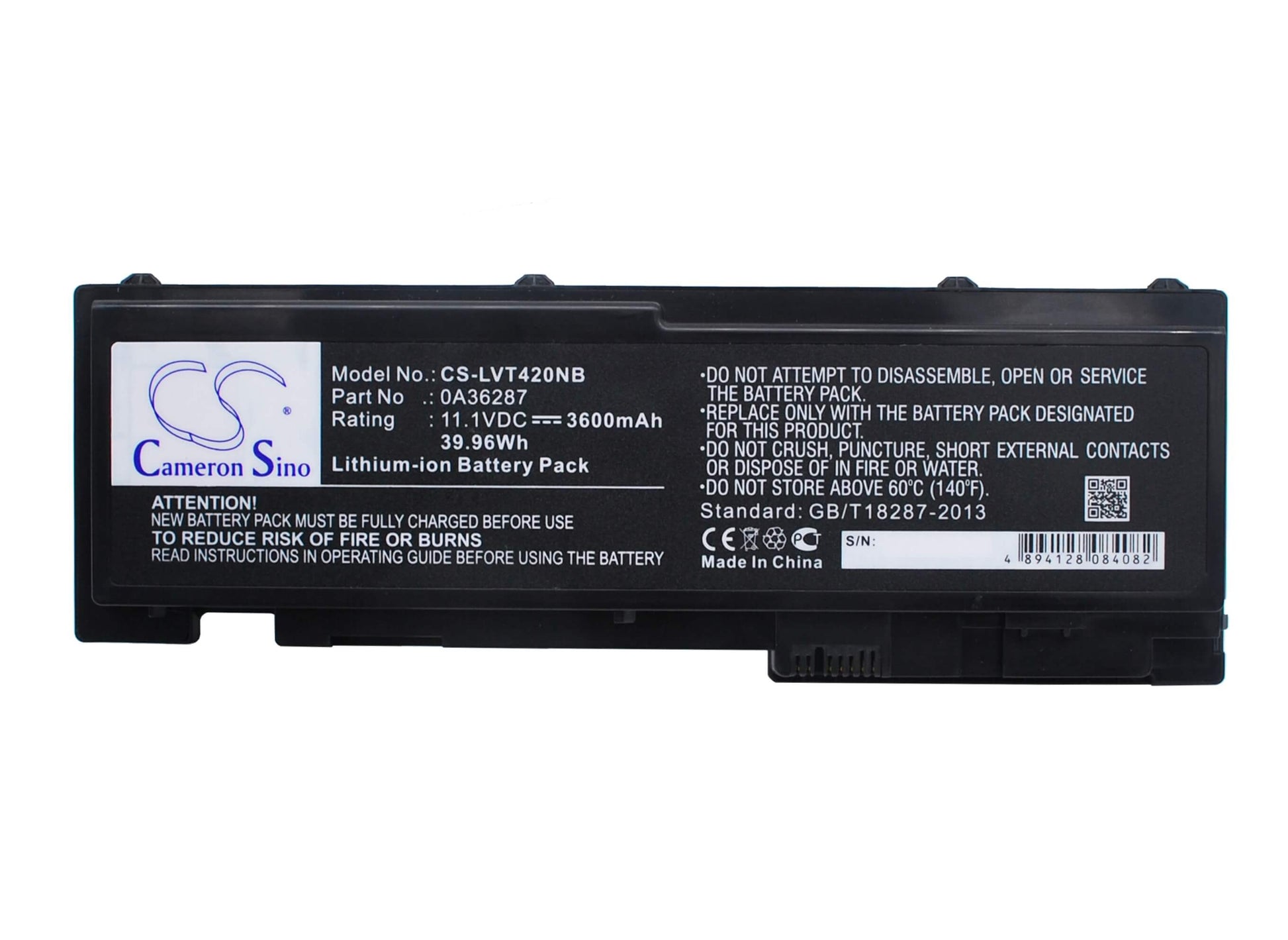 11.1V, 3600mAh, Li-ion Battery fits Lenovo, Thinkpad T420s, Thinkpad T420s 4171-a13, 39.96Wh