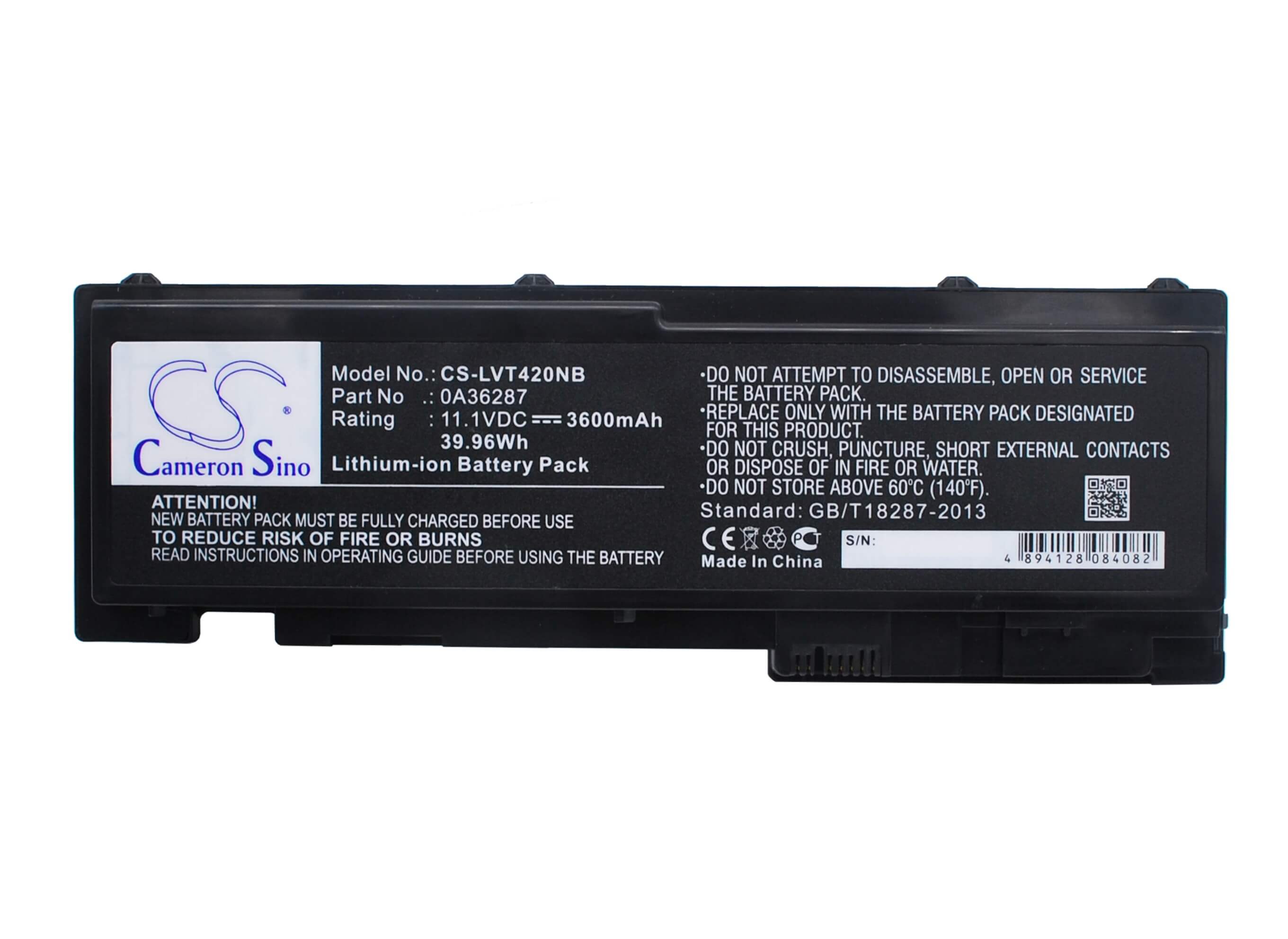 11.1V, 3600mAh, Li-ion Battery fits Lenovo, Thinkpad T420s, Thinkpad T420s 4171-a13, 39.96Wh