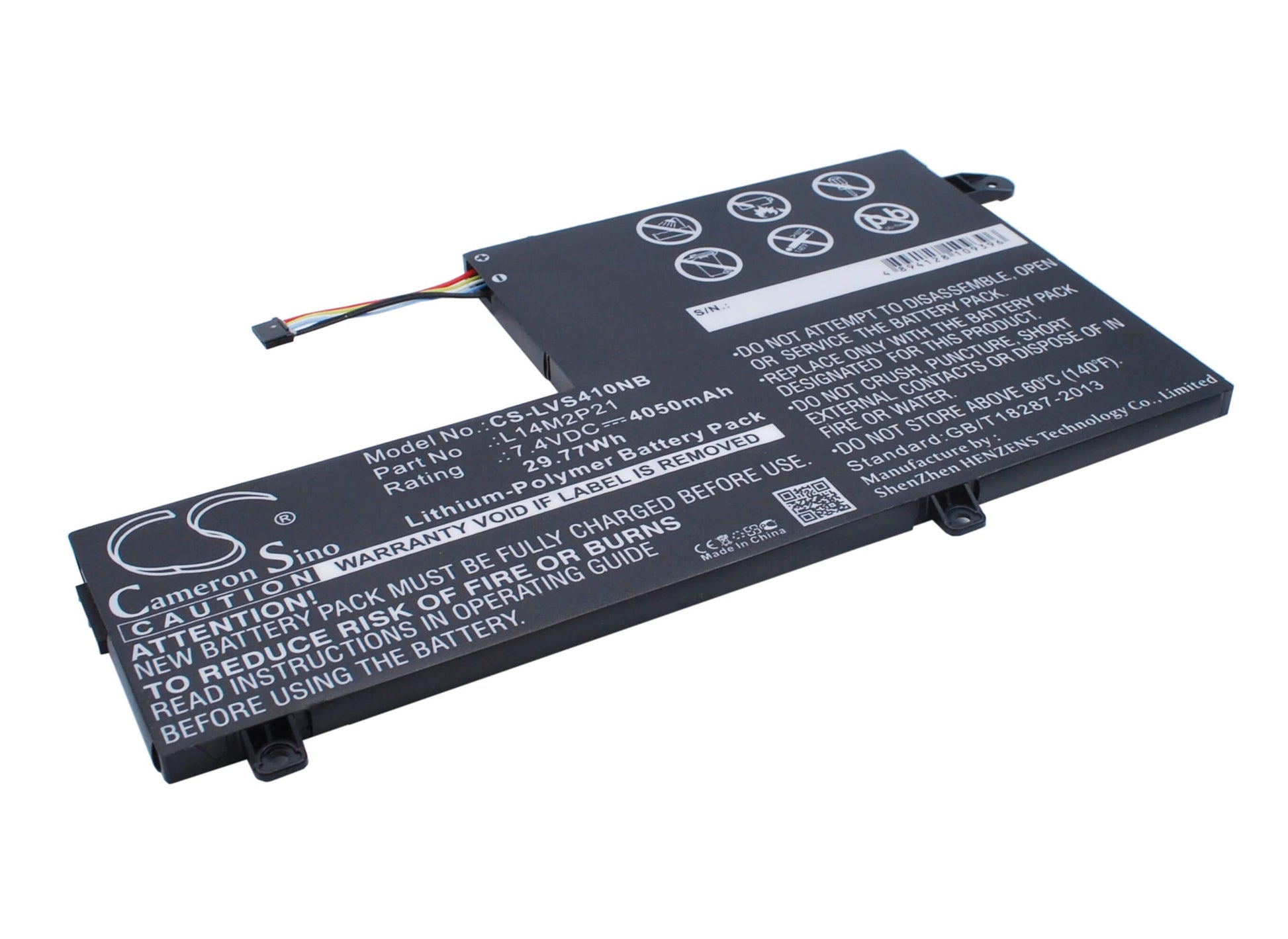 7.4V, 4050mAh, Li-Polymer Battery fits Lenovo, Ideapad 300s-14isk, Ideapad 300s-14isk 80q4, 29.97Wh