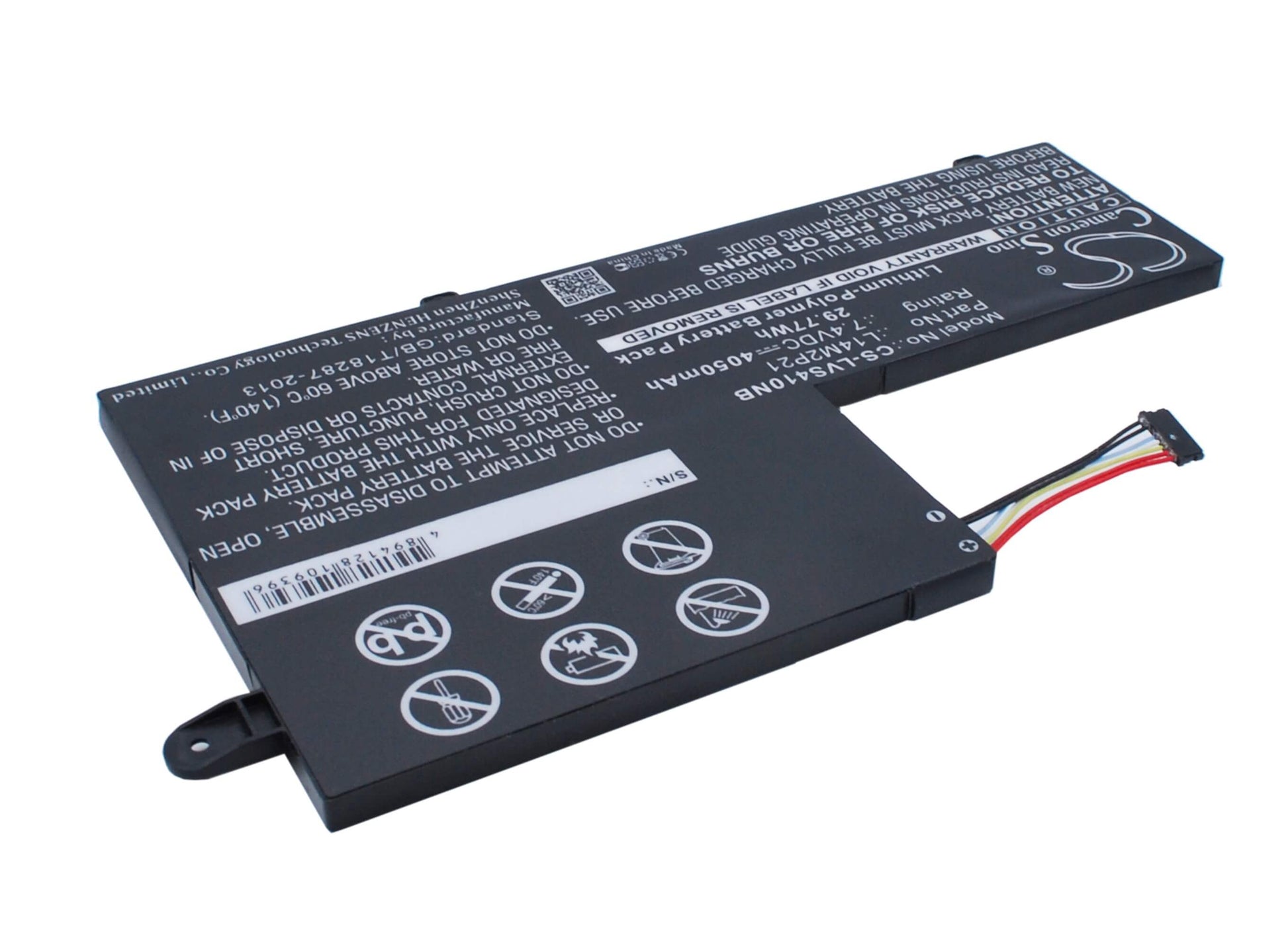 7.4V, 4050mAh, Li-Polymer Battery fits Lenovo, Ideapad 300s-14isk, Ideapad 300s-14isk 80q4, 29.97Wh