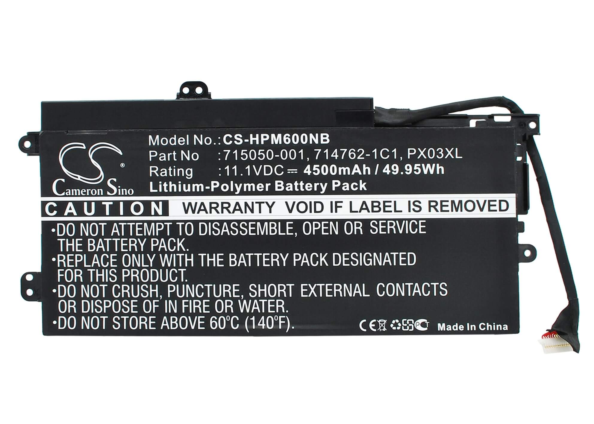 11.1V, 4500mAh, Li-Polymer Battery fits Hp, Envy 14, Envy 14-k000, 49.95Wh