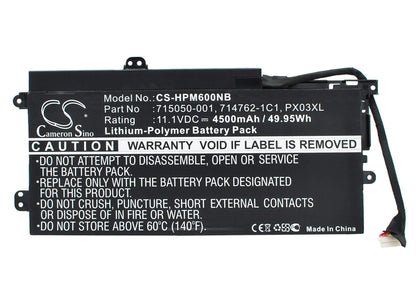 11.1V, 4500mAh, Li-Polymer Battery fits Hp, Envy 14, Envy 14-k000, 49.95Wh