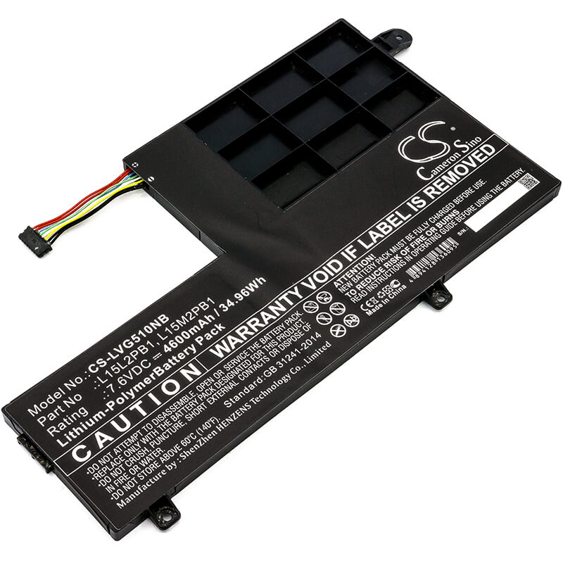 7.6V, 4600mAh, Li-Polymer Battery fits Lenovo, Yoga 510, Yoga 510-14ast, 34.96Wh