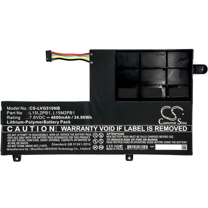 7.6V, 4600mAh, Li-Polymer Battery fits Lenovo, Yoga 510, Yoga 510-14ast, 34.96Wh