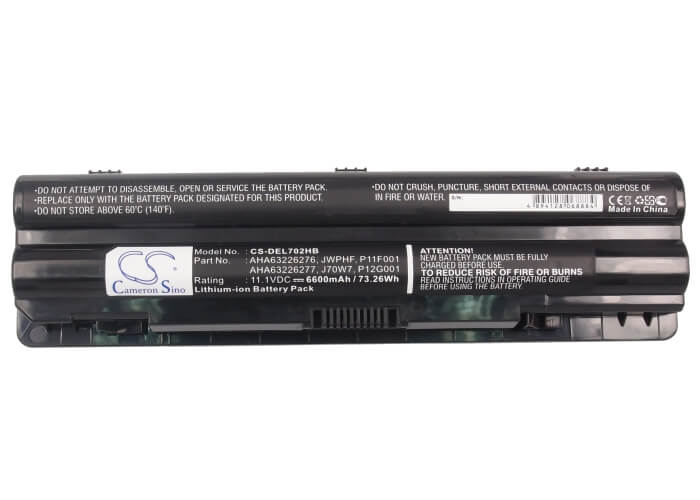 11.1V, 6600mAh, Li-ion Battery fits Dell, Xps 14, Xps 14 (l401x), 73.26Wh