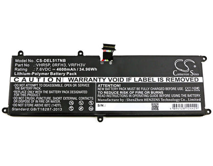 7.6V, 4600mAh, Li-Polymer Battery fits Dell, Latitude 11 5175, Latitude 11 5175 Tablet, 34.96Wh