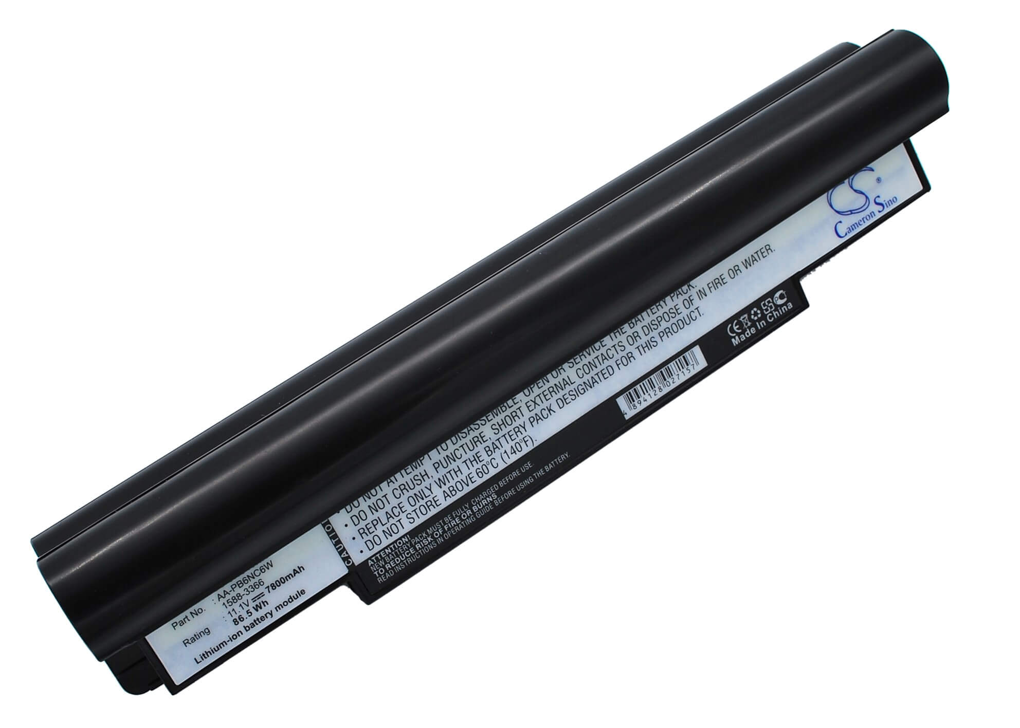 Black, 11.1V, 7800mAh, Li-ion Battery fits Samsung, N110 (black), Np-n110, 86.58Wh