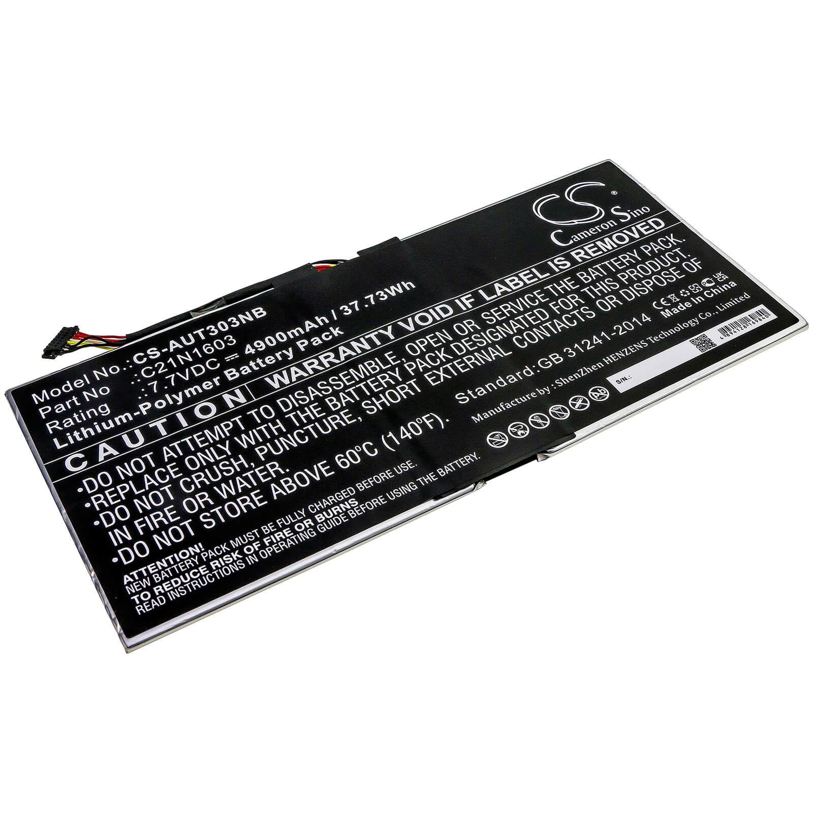 7.7V, 4900mAh, Li-Polymer Battery fits Asus, B9440ua, B9440ua-xs51, 37.73Wh