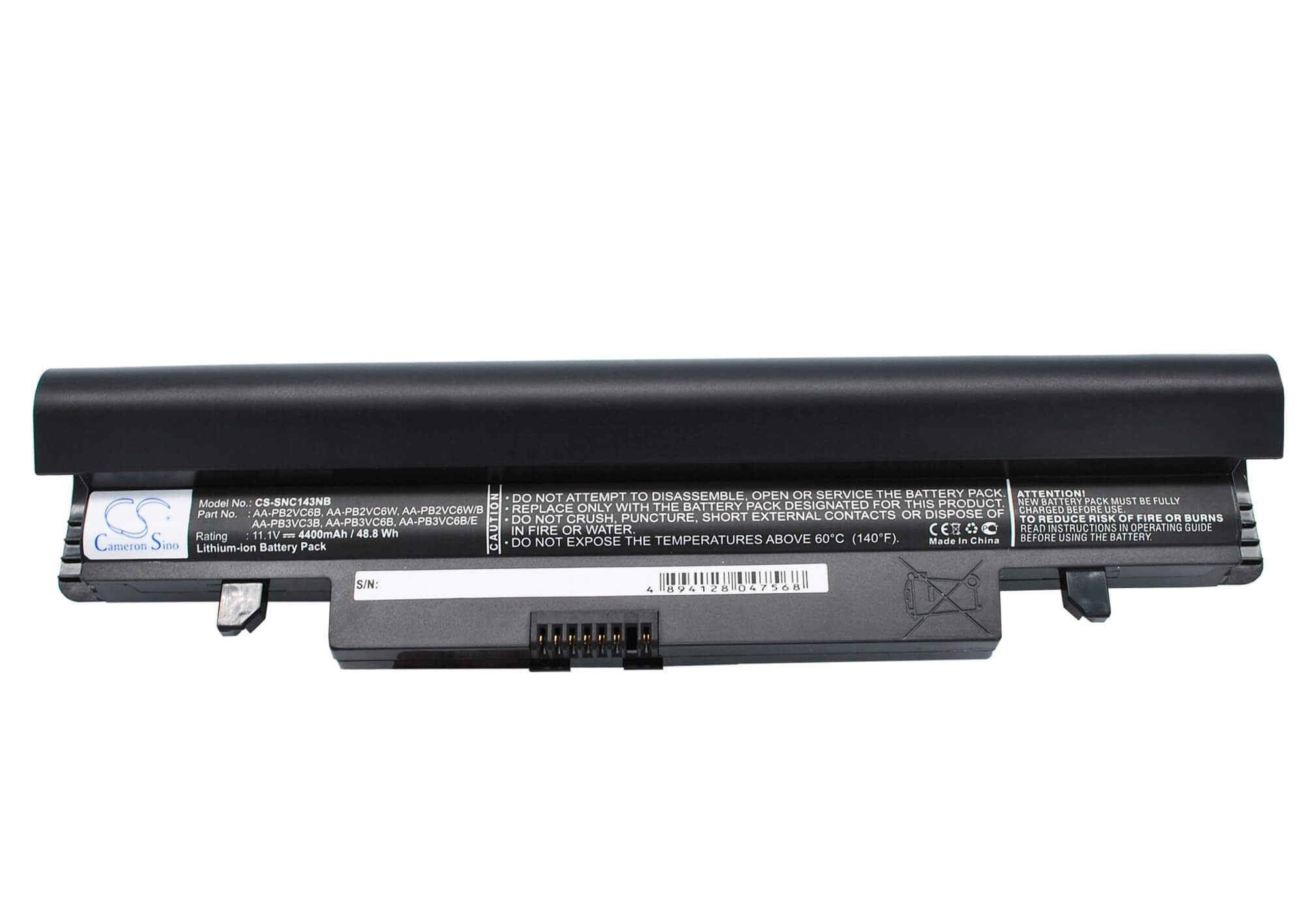 Black, 11.1V, 4400mAh, Li-ion Battery fits Samsung, Np-n143, Np-n143p, 48.84Wh