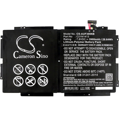 7.6V, 3900mAh, Li-Polymer Battery fits Asus, T300fa-dh12, T300fa-dh12t-ca, 29.64Wh