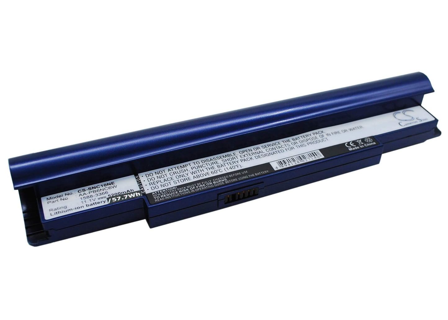 Blue, 11.1V, 5200mAh, Li-ion Battery fits Samsung, N110 (black), Np-n110, 57.72Wh