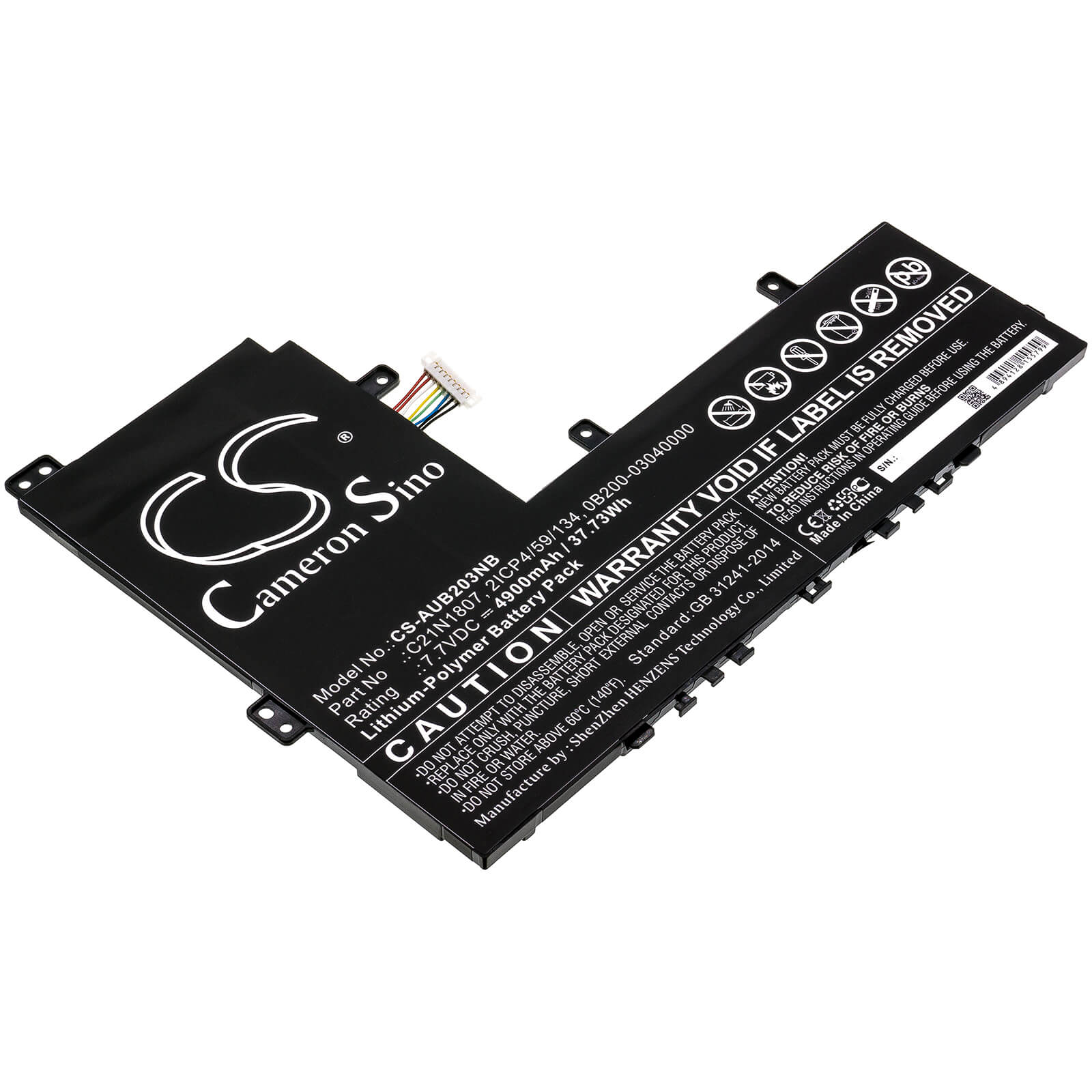 7.7V, 4900mAh, Li-Polymer Battery fits Asus, C223na, C223na-1a, 37.73Wh