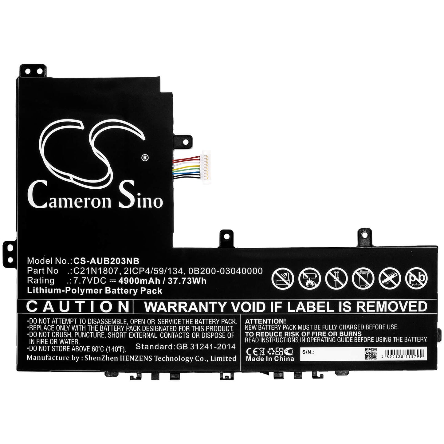 7.7V, 4900mAh, Li-Polymer Battery fits Asus, C223na, C223na-1a, 37.73Wh