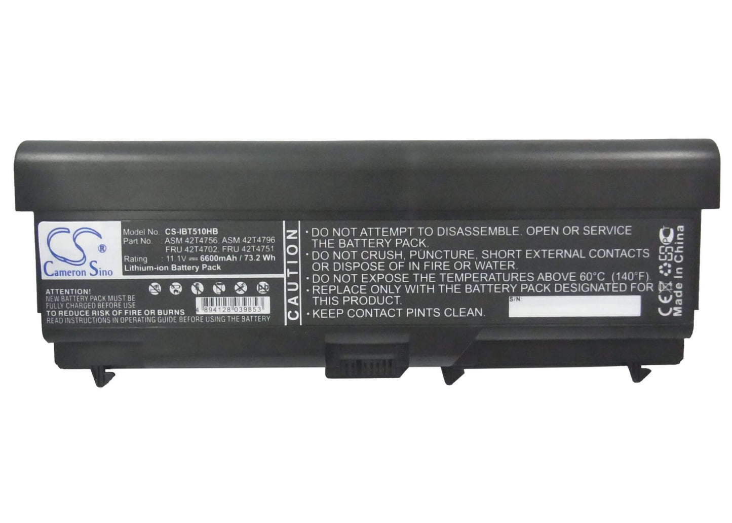11.1V, 6600mAh, Li-ion Battery fits Lenovo, Thinkpad 70+, Thinkpad E40, 73.26Wh