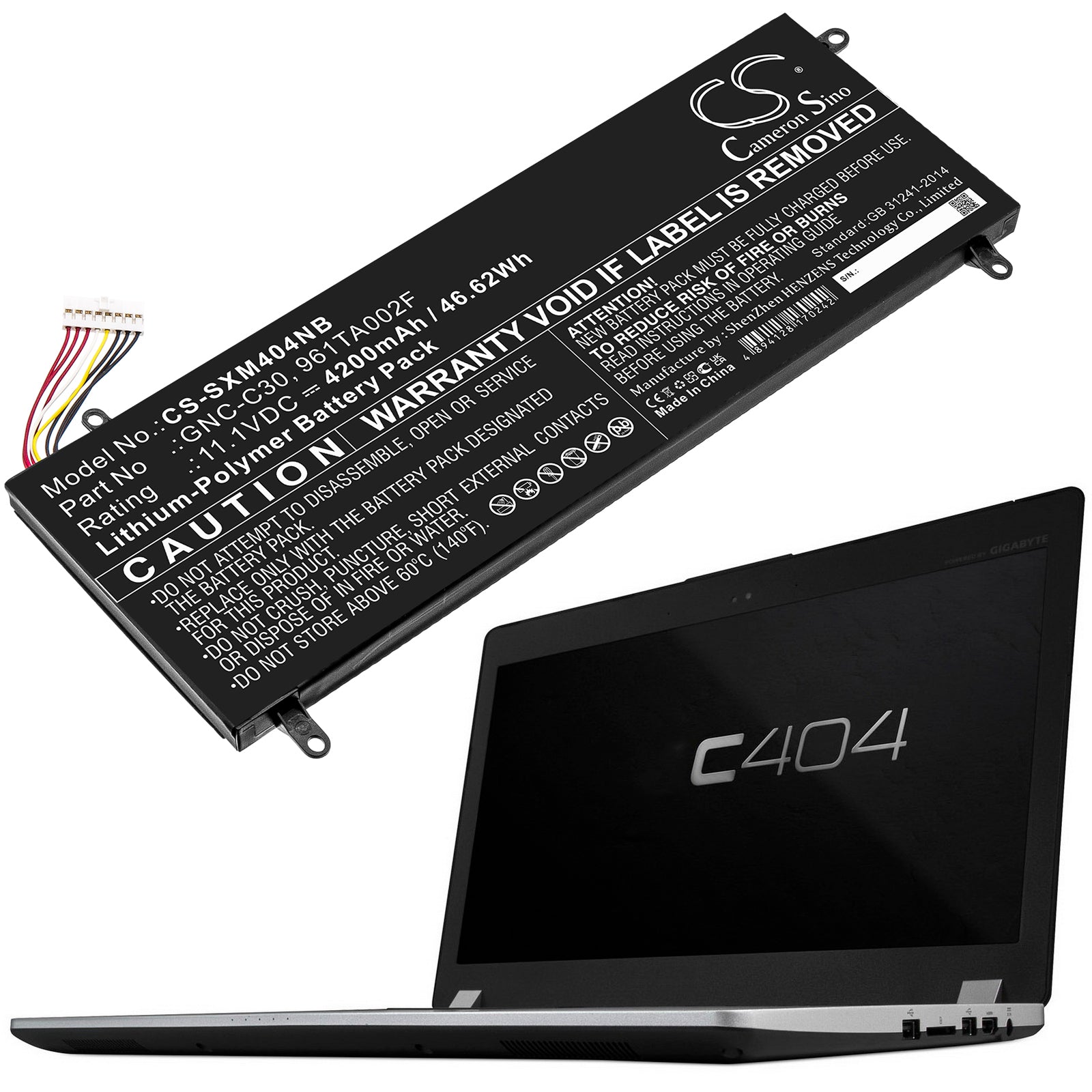 11.1V, 4200mAh, Li-Polymer Battery fits Schenker, Xmg C404, 46.62Wh