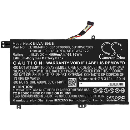 15.2V, 4550mAh, Li-Polymer Battery fits Lenovo, Xiaoxin Air 15 2019, 69.16Wh