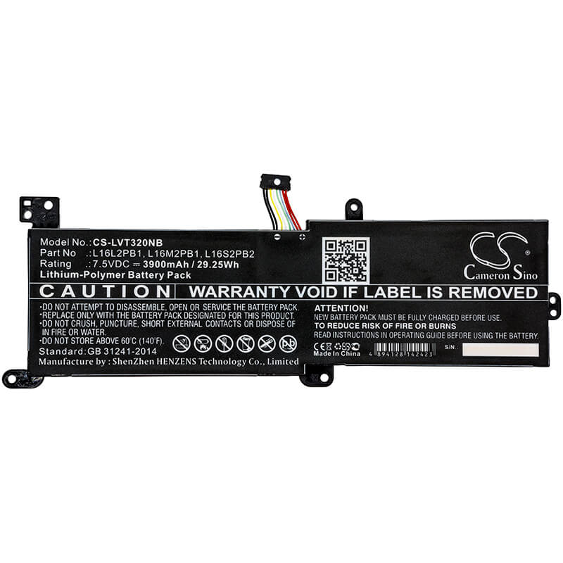7.5V, 3900mAh, Li-Polymer Battery fits Lenovo, 130-14ast, 320-14ast, 29.25Wh