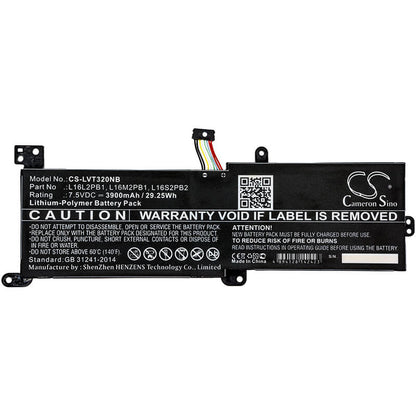 7.5V, 3900mAh, Li-Polymer Battery fits Lenovo, 130-14ast, 320-14ast, 29.25Wh
