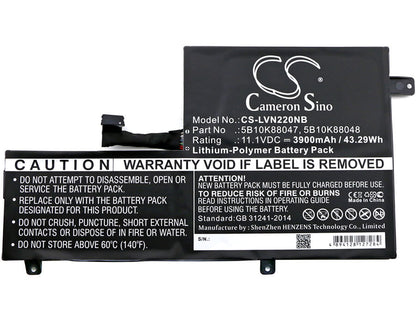 11.1V, 3900mAh, Li-Polymer Battery fits Lenovo, 80vh0001us, Chromebook 11 C330, 43.29Wh